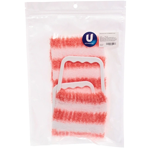 Мочалка для тела ULTRAMARIN Peeling, жесткая, пластиковые ручки, цвет красный, 6011см_4