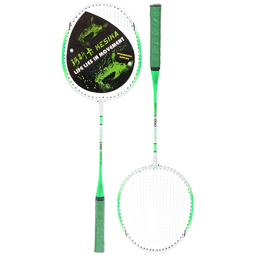 Бадминтон в наборе K-3066, 3 предмета 2 металлические ракетки 65 см, чехол (цвет зелёный)_4