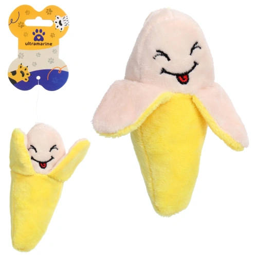 Игрушка для щенков, собак мелких и средних пород "Мистер Бананчик", с пищалкой, 6*12см (лейбл)