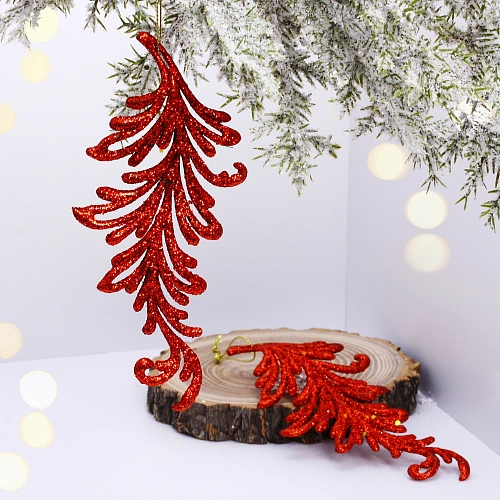 Подвеска "Волшебное перо" 10 см (набор 2 шт), красный