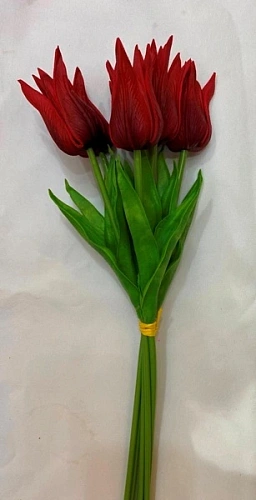 Цветы искусственные "Natur" 37см Тюльпаны 7шт бордовые