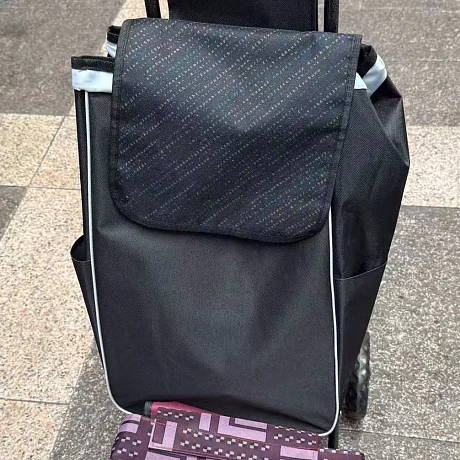 Тележка хозяйственная с сумкой (96*26*36см, колеса 15.5см,груз. до 30 кг.) бордовая DC307GG