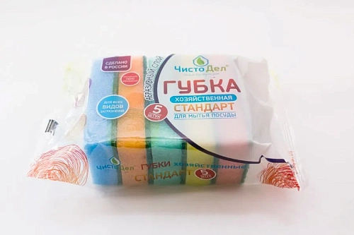 Губка для посуды "ЧистоДел" "Стандарт" (5 шт.)