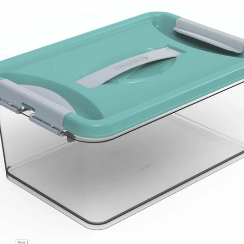 Контейнер для хранения с крышкой, ручкой и ручками-защелками "КЛИК", бирюзовый, 11.6*15.1*19.1см, 8л