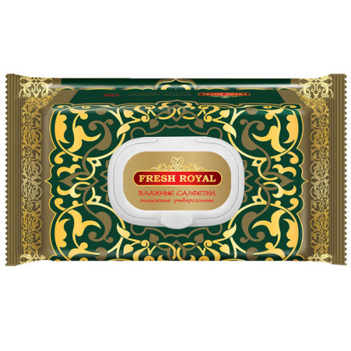 Салфетки влажные FRESH ROYAL очищающие с пластиковым клапаном 120 шт