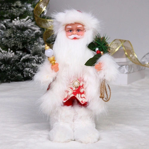 Дед Мороз - Лесовичок "Лесной гость" 30 см, Красный/белый