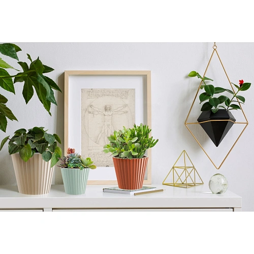 Горшок для цветов пластиковый 3,3л d-19см Sand c дренажной вставкой, молочный шоколад_2