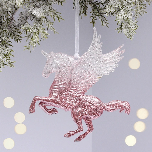 Подвеска "Волшебный Пегас" 13*12,5 см, Белый/Розовый