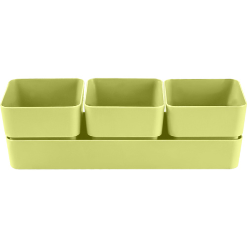 Кашпо для цветов пластиковое 0,45л 29,2*9,6см "Фиори" Трио фисташковый