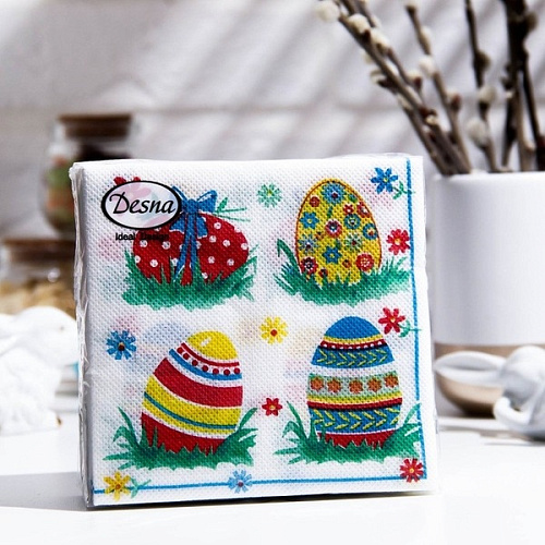 Салфетки бумажные DESIGN 24*24см, 1 сл., 40л, Пасхальные яйца
