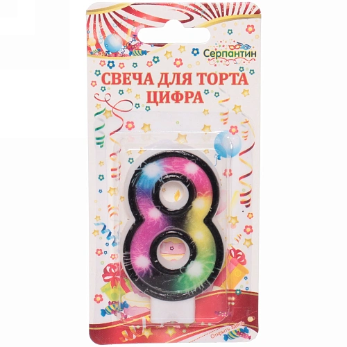 Свеча для торта Цифра Салют "8" 6 см
