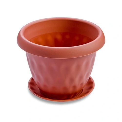 Горшок для цветов пластиковый 21л d-40см "Розетта" c поддоном терракотовый С130ТЕР 