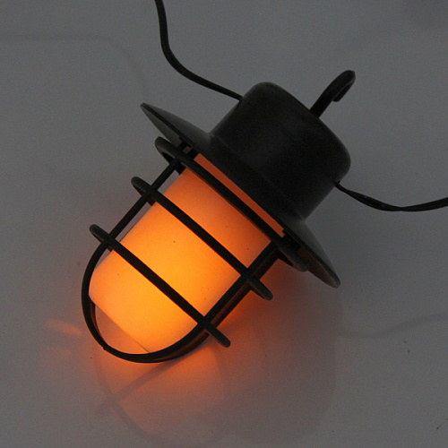 Гирлянда для улицы Фонари 4 м 10 ламп LED (108 см) чёрнпров, 1 реж,IP-54, Эффект горящего пламени (солнечная батарея)_4