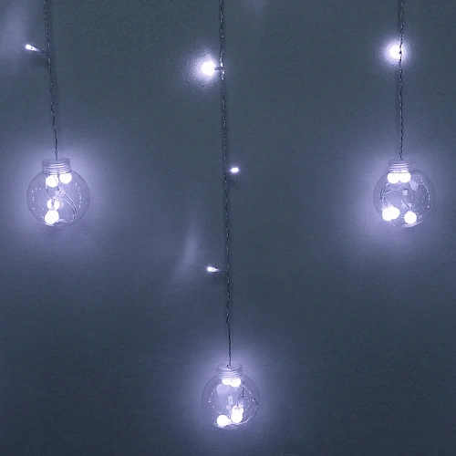 Гирлянда для дома БАХРОМА Снежный шар ш2,5 м в0,60,8м 108 лампы LED, d-8 см, 8 реж IP-20, Белый (возможность соединения)_6