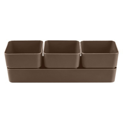 Кашпо для цветов пластиковое 0,45л 29,2*9,6см "Фиори" Трио трюфель