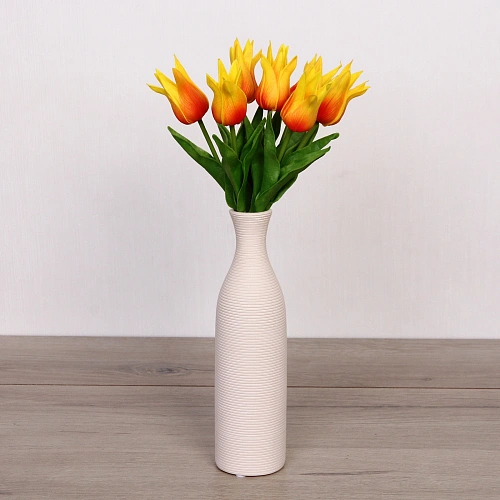 Цветы искусственные Natur 37см Тюльпаны 7шт желтые_5