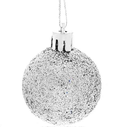 Новогодние шары 4 см (набор 24 шт) Микс фактур, серебро_16