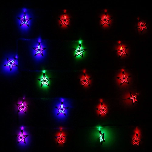 Гирлянда для дома   4м 28 ламп LED с насадками Золотая звезда, прозрачпровод RGRB (можно соединять)_4